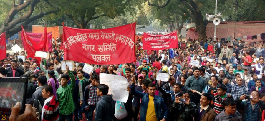 Protest in New Delhi against Indian blockade on Nepal
