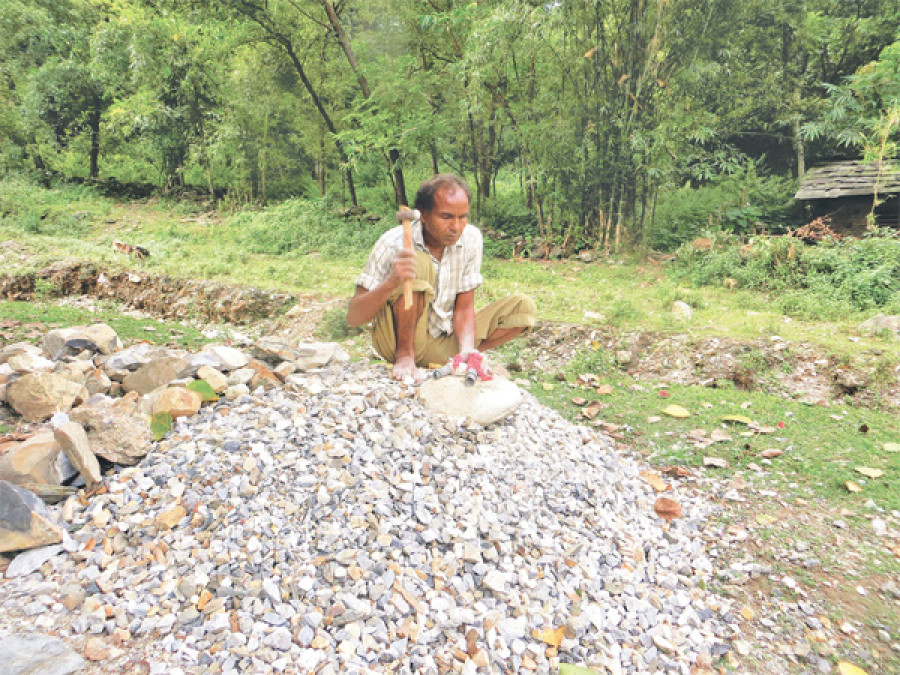 Visually impaired man compelled to crush stones