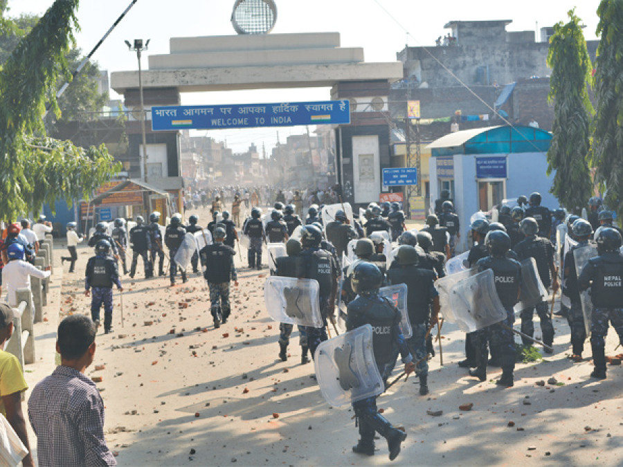 Morcha cadres hurl stones at police from Indian soil