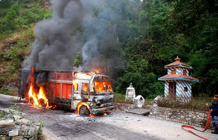 CPN Maoist strike against blockade further cripples common life