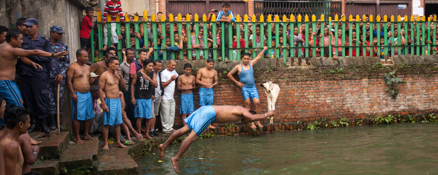 Depukhu Jatra: People hurl a live goat into pond and rip it apart (photo feature)