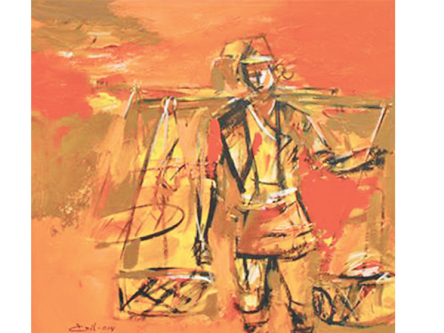 Newari jatras on canvas