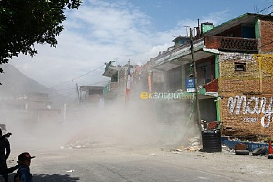 Earthquake triggers landslide at Araniko highway