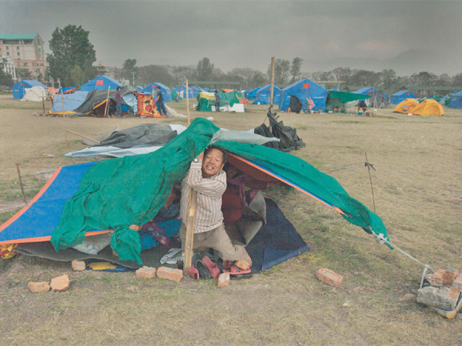 Storm compounds lives under tent