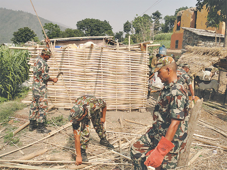 Chandi Dal Battalion erects shacks in Sindhuli