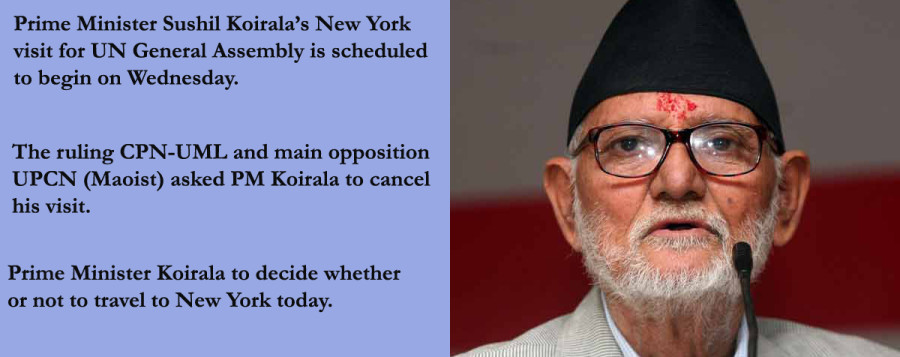 PM Koirala pressed to cancel New York visit