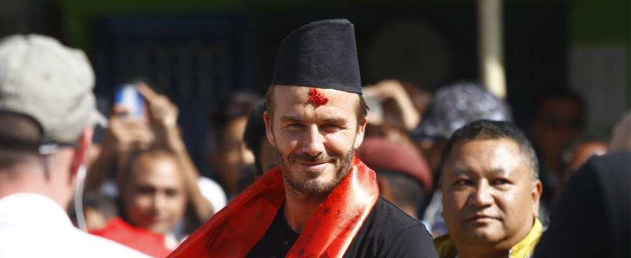 Beckham visits Bhaktapur, plays football with local kids (with video and photos)