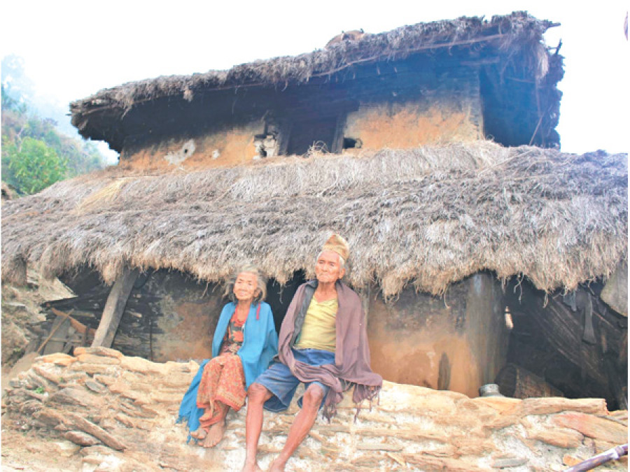 Old couple sightless, homeless, helpless