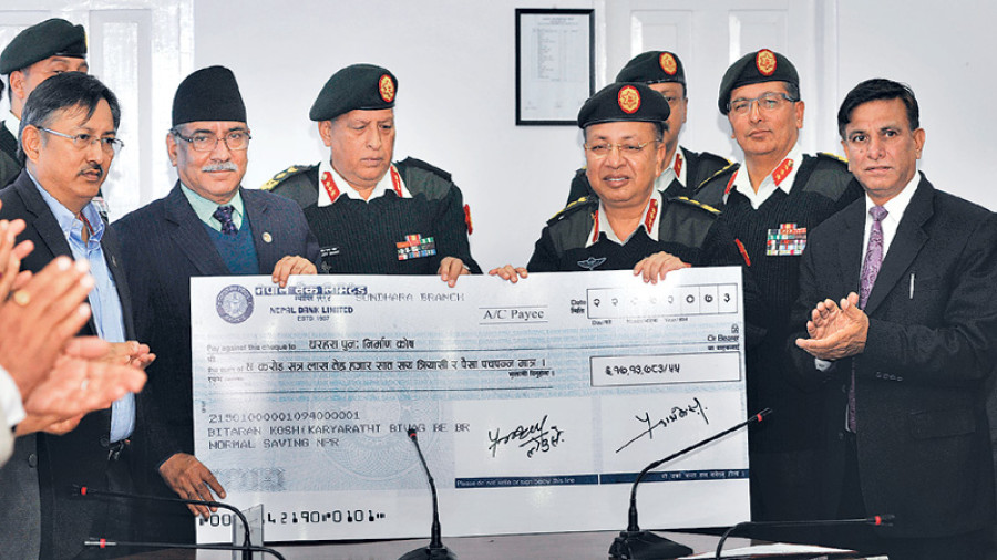 Army donates Rs 62million for Dharahara reconstruction