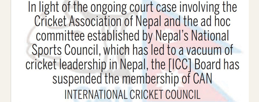 ICC suspends Nepal’s cricket governing body