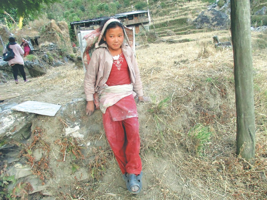 Girl, 14, quits school to support mother, sister after quake