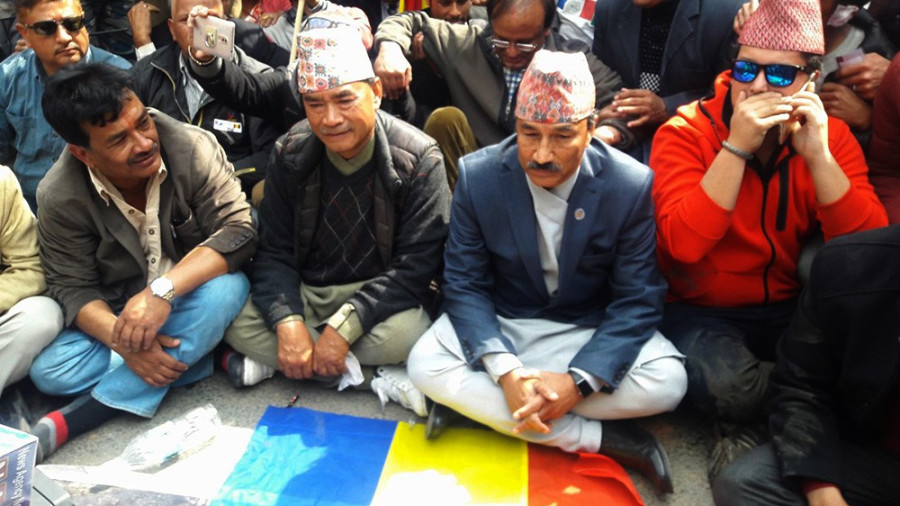 DPM Thapa stages sit-in outside EC’s office