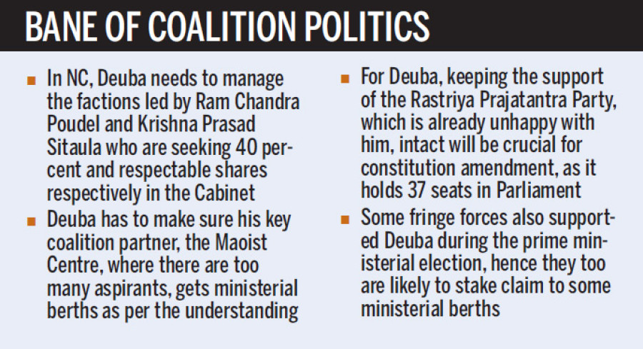 Deuba braces for berth pangs as he takes office
