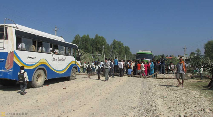 Suffocated by road dust, locals stage protest