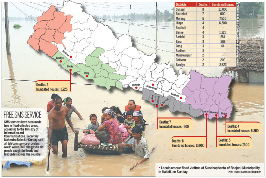 Floods claim 57 lives across country