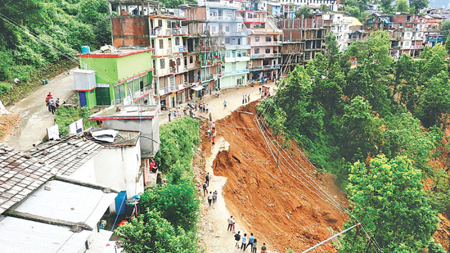 Khalanga landslide imperils 2 dozen houses