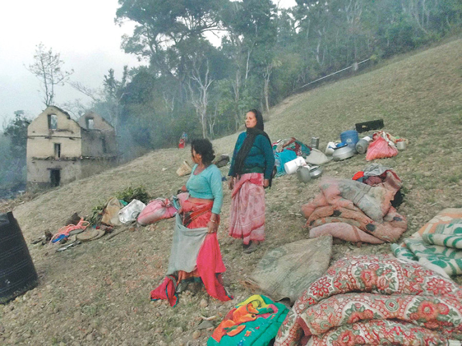 Wind fuels Pyuthan wildfire out of control