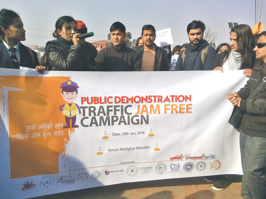 Valley’s youths come out in force to protest worsening traffic jams