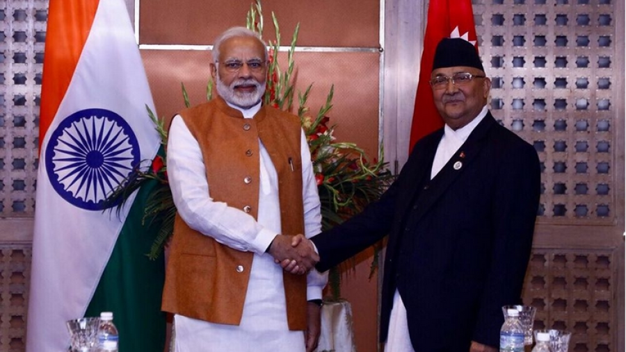 PM Oli meets his Indian counterpart Modi