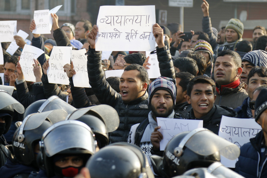 Dr KC's arrest sparks protest; leaders Bhattarai, Thapa, Mishra join protesters in Maitighar (With photos)