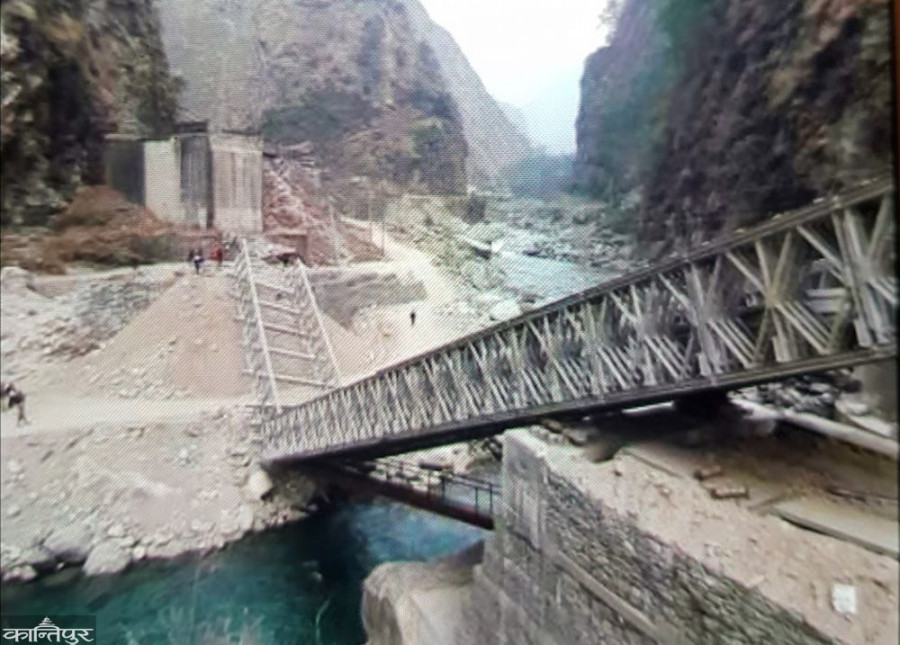 Under construction Bailey bridge over Bhotekoshi River collapses