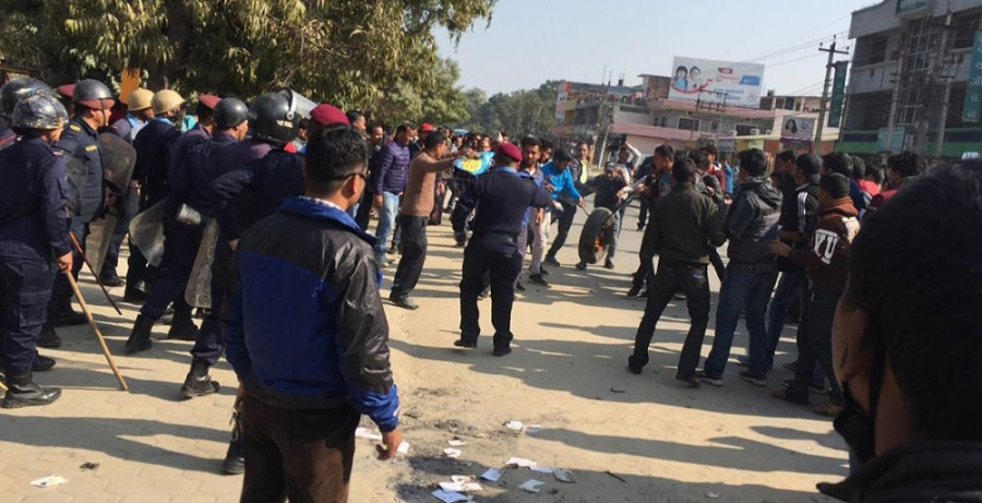 Demonstrators burn effigies of PM and Home Minister demanding justice for Nirmala