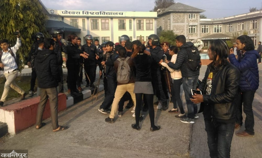 Pokhara University tense after police arrest four Congress-aligned students