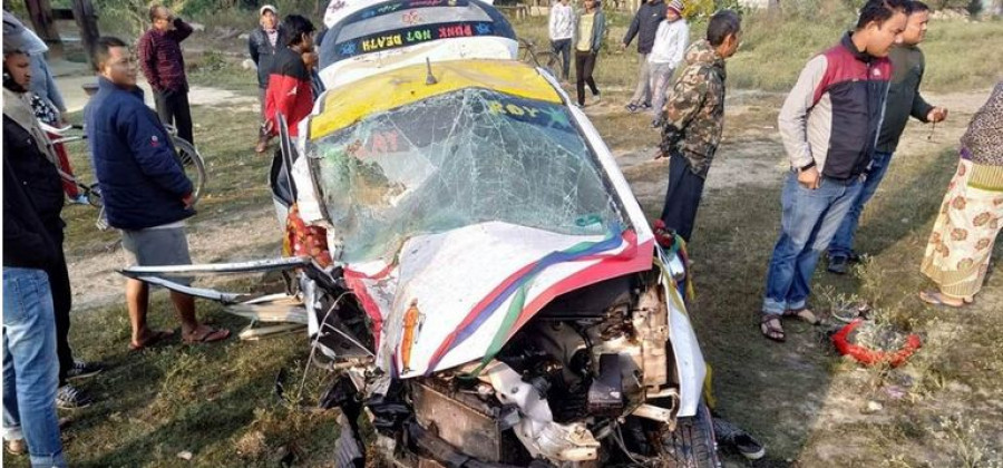3 killed, 2 injured in Bara jeep-taxi collision