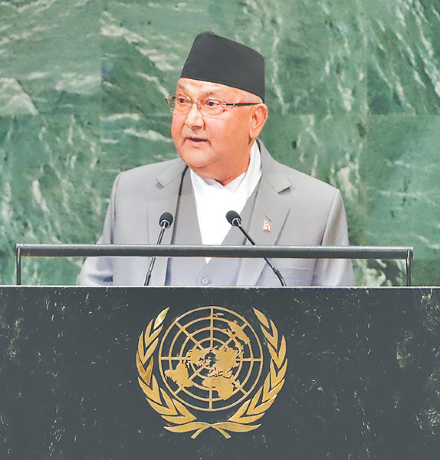 In UN speech, Oli promises ‘egalitarian and just society’
