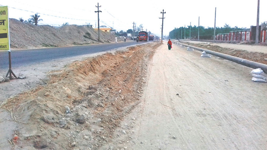 Road upgradation project grounds to a halt in Birgunj