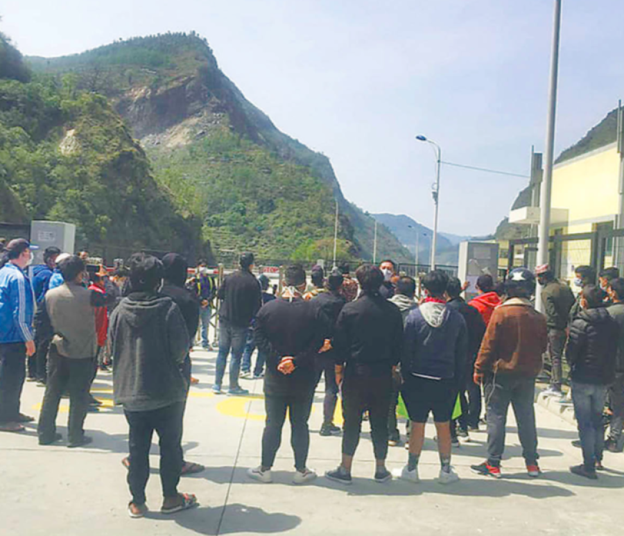 Locals protest in Tatopani against the opening of the border