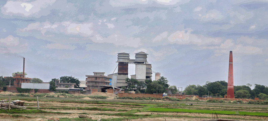 Lumbini area affected by the pollutants and chemicals emitted by large-scale industries operated on the other side of the border
