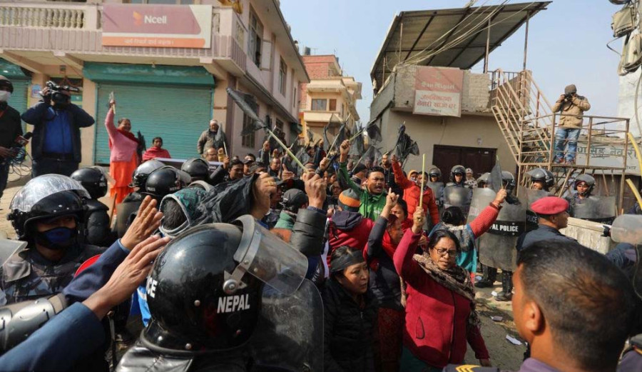 Locals protest against construction of dry port in Chobhar (In photos)