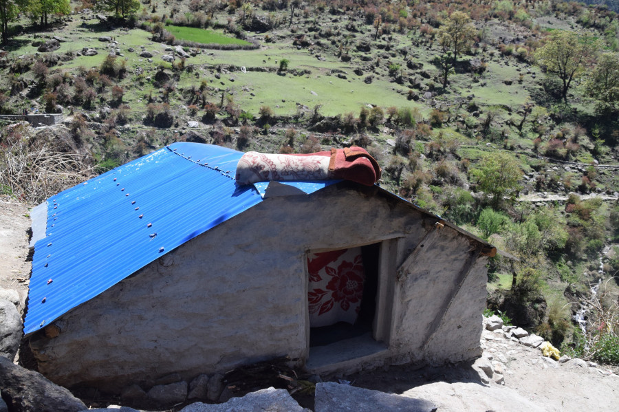 Women rebuilding Chhau sheds in Chhaupadi free areas of Bajhang