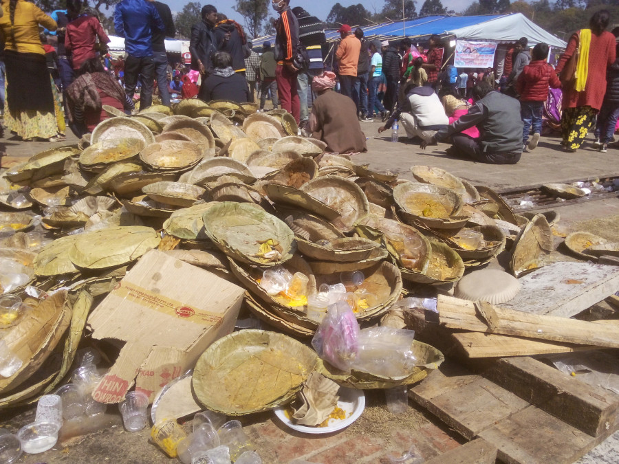 Piles of trash, discarded food greet Shivaratri visitors in Pashupati’s Bankali area