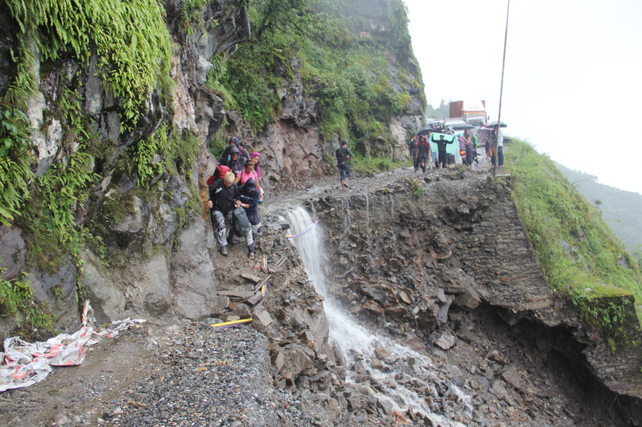 Pasang Lhamu Highway obstructed following landslide