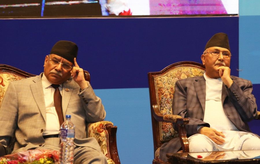 Oli says people’s multiparty democracy is still relevant; Dahal calls for moving forward