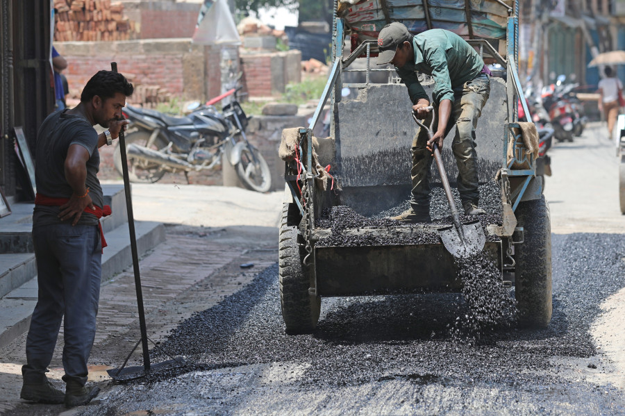Shoddy repair work causes potholes to reappear along Nayabazar-Balaju road