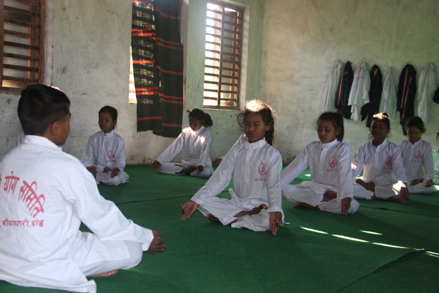 A model public school in Dang provides mandatory yoga lessons
