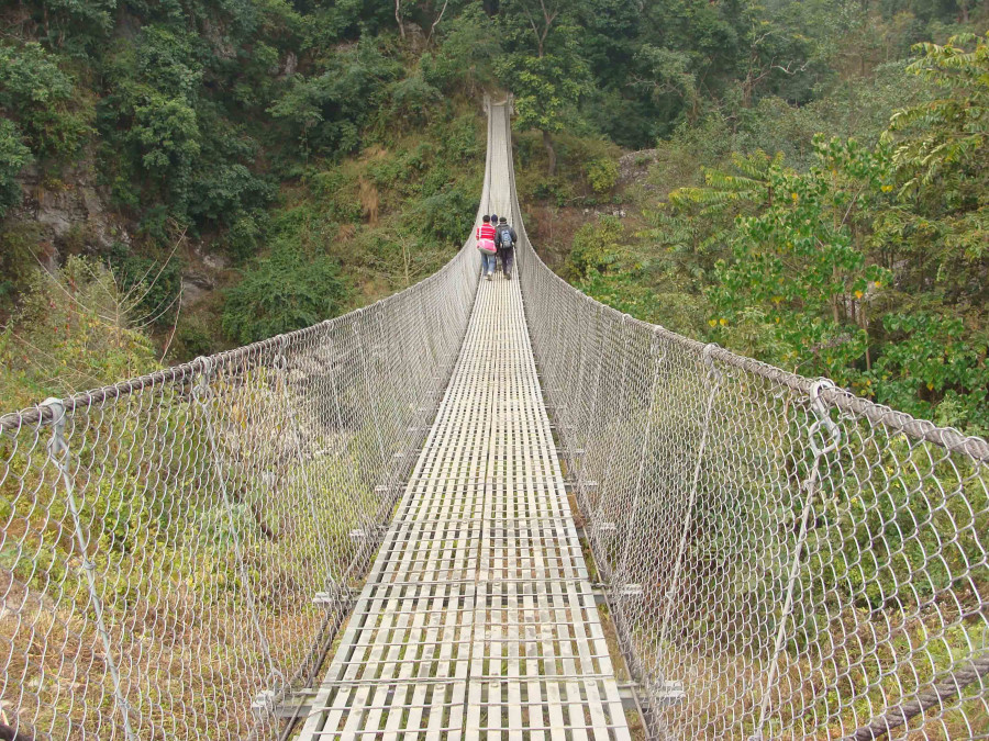 Suspension bridges help link Tehrathum villages with headquarters
