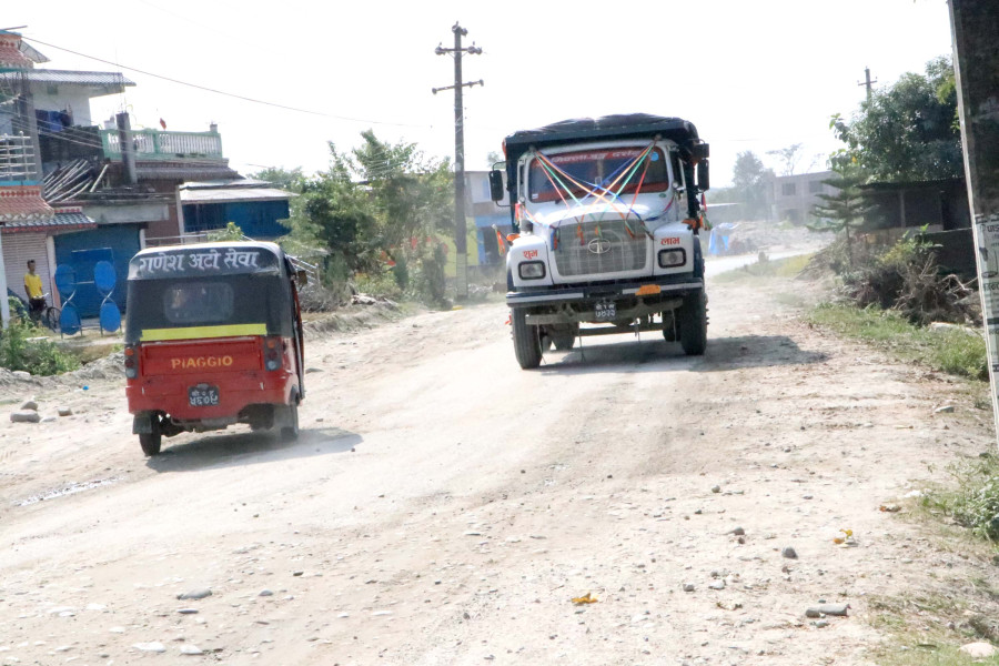 Locals living around Urlabari-Rabi road section suffer from health complications caused by dust pollution