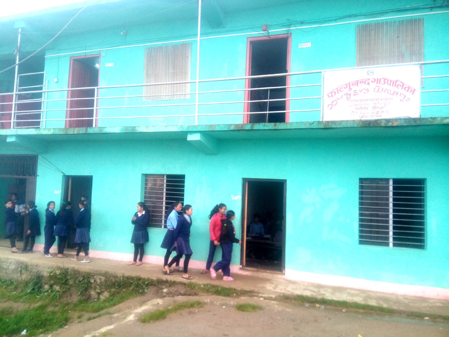 Building that serves as school and municipal office affecting studies at a Panchthar school