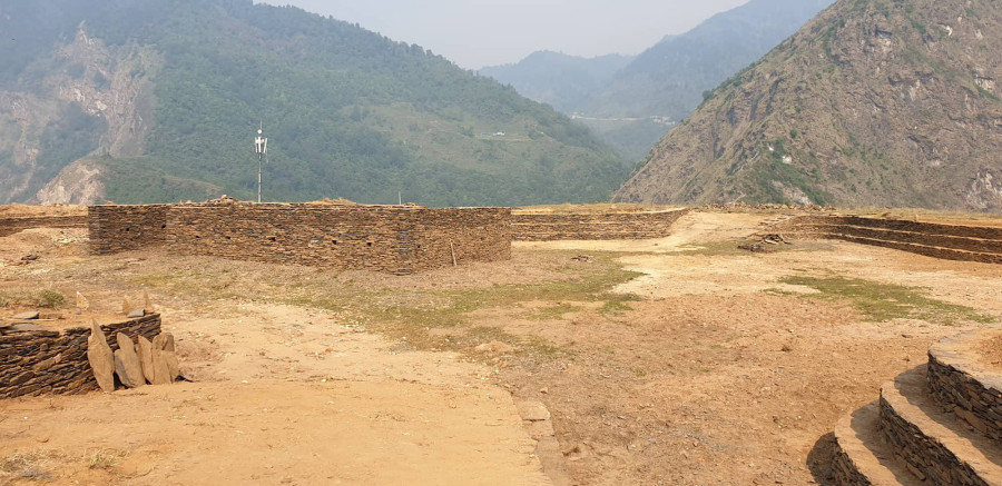 Earthquake-ravaged Duguna Gadi being restored to its original form