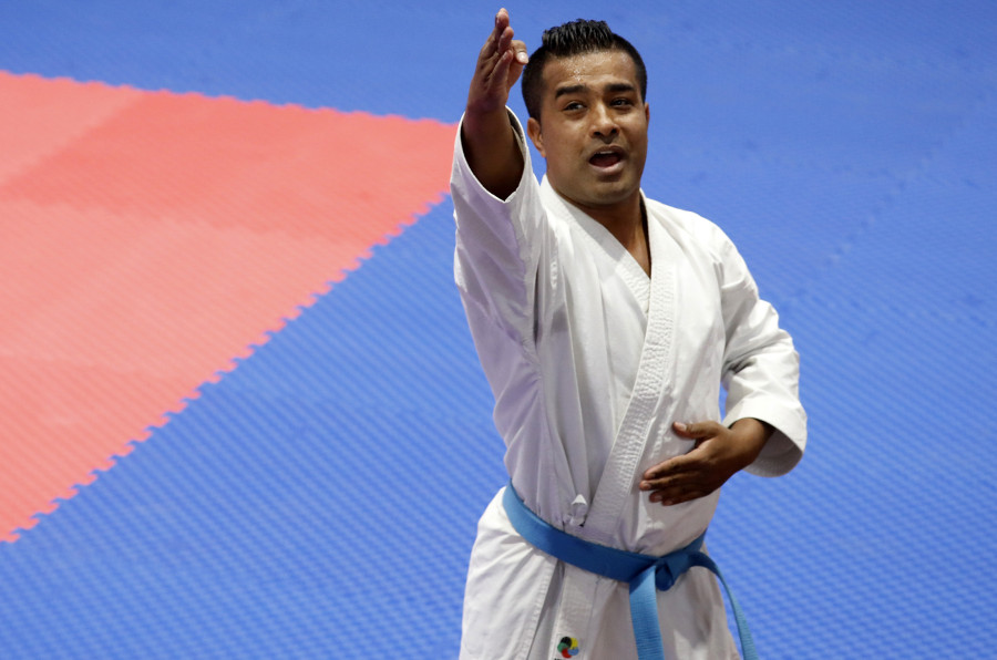 Karateka Manday Kaji Shrestha clinches twin golds on day one