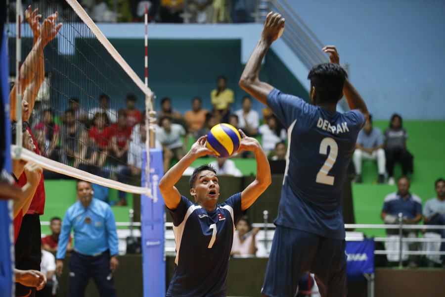 Nepal fight back to beat Afghanistan in a volleyball friendly