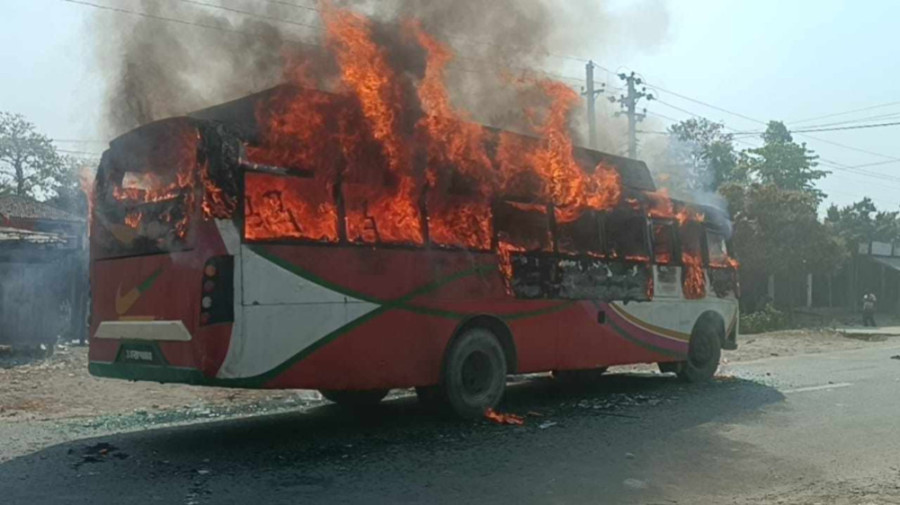 Bus torched after cyclist injured in road accident