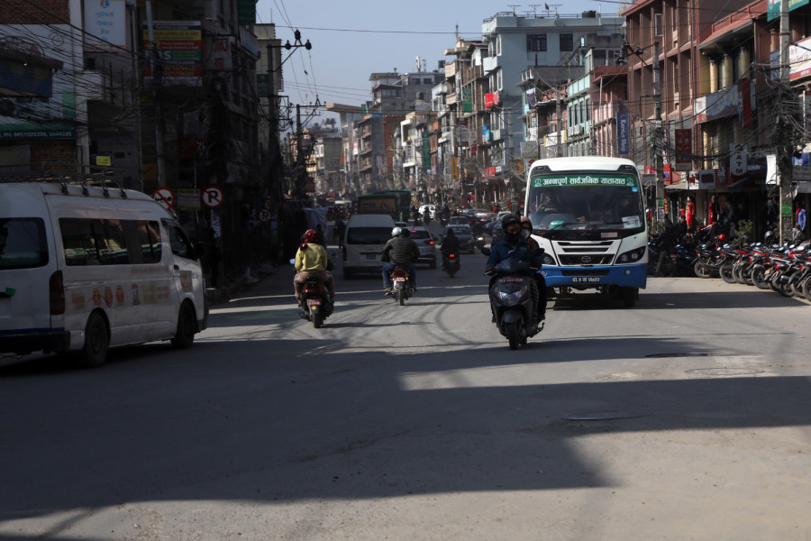 Traffic Police have made lane discipline more stringent, but only 33 percent of roads in Kathmandu have road markings