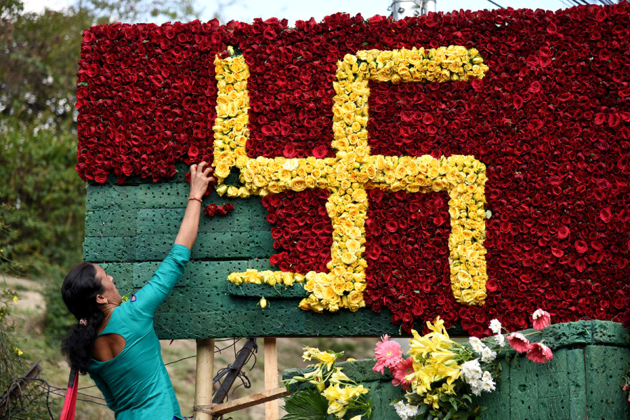 Human pilferage of flower decorations at Pashupatinath temple post-Shivratri leaves a bitter after-taste