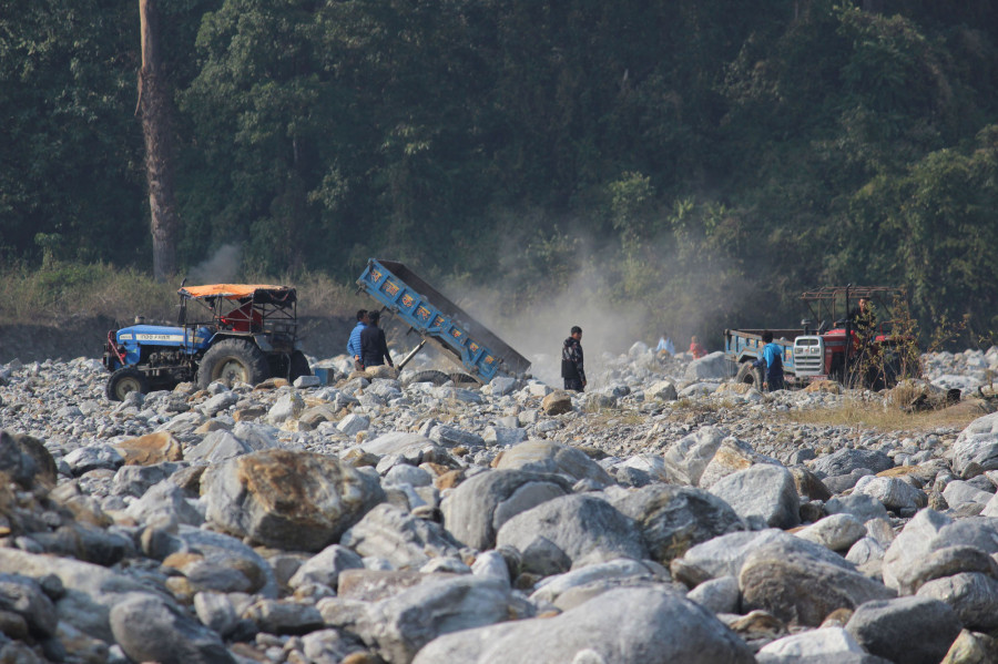 Locals of Rong Rural Municipality in Ilam impounded four tractors used in the extraction of riverbed materials