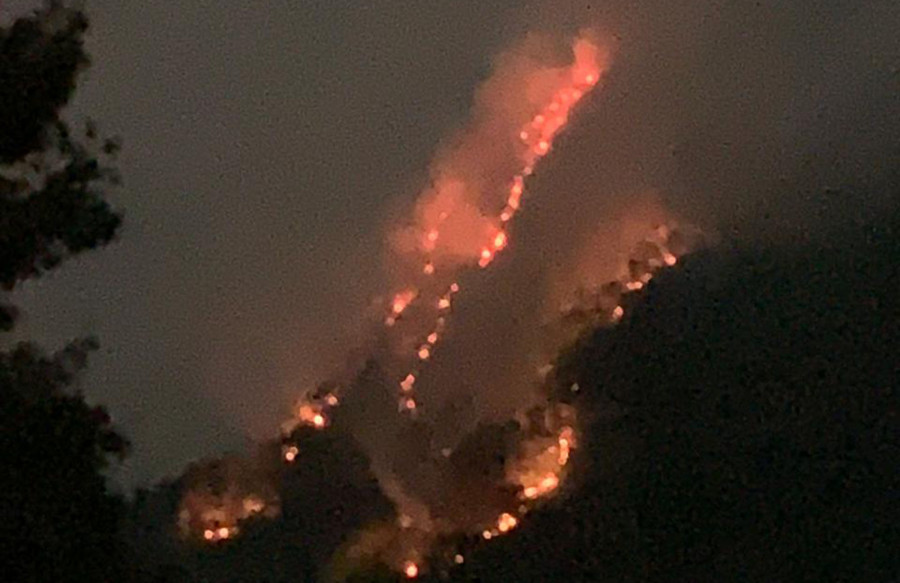 Forest fire rages on in Lamjung community forest